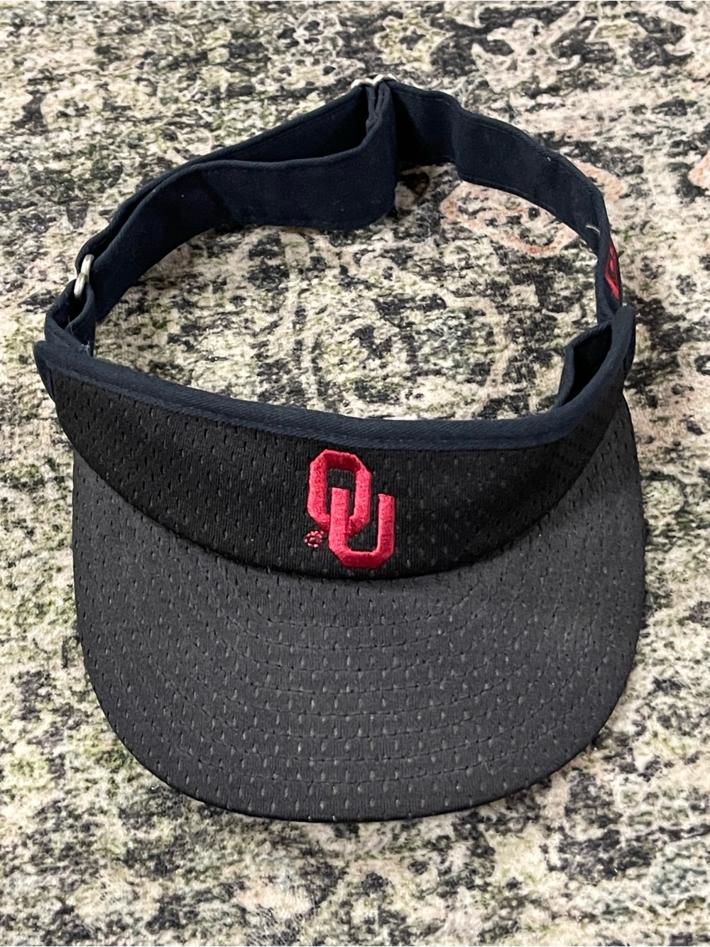 New Era Black Visor with Red OU Logo